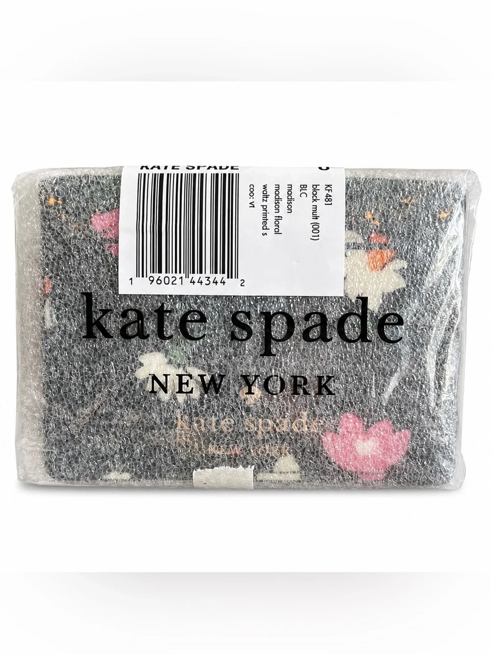 Kate Spade New York Madison Floral Waltz Card Holder Wallet NWT Black Leather